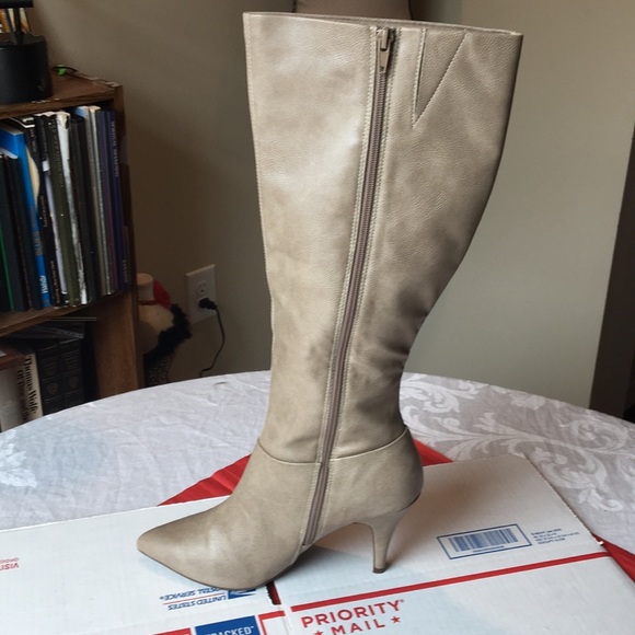 Pesaro Taupe vegan 3.75” heeled lined boots 8.5 - Picture 3 of 12